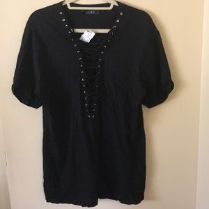 Lace Up T-Shirt Dress